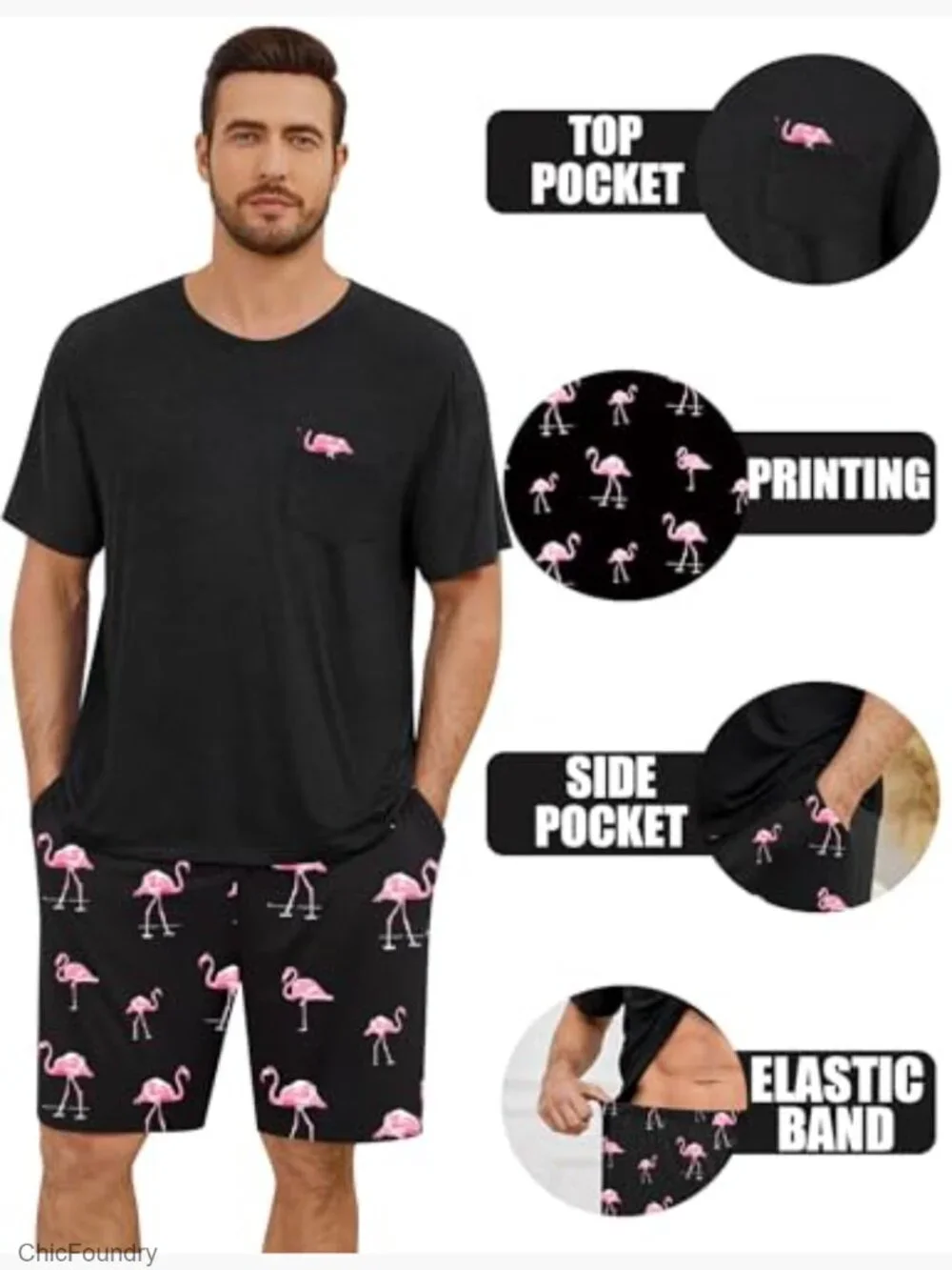 Men's Short Sleeve Pajama Set Soft Comfy Loungewear 2 Piece Sleepwear Summer - Picture 6 of 7